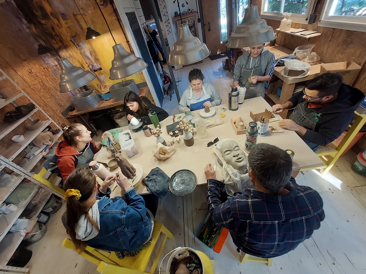 Woman working in a modern chair